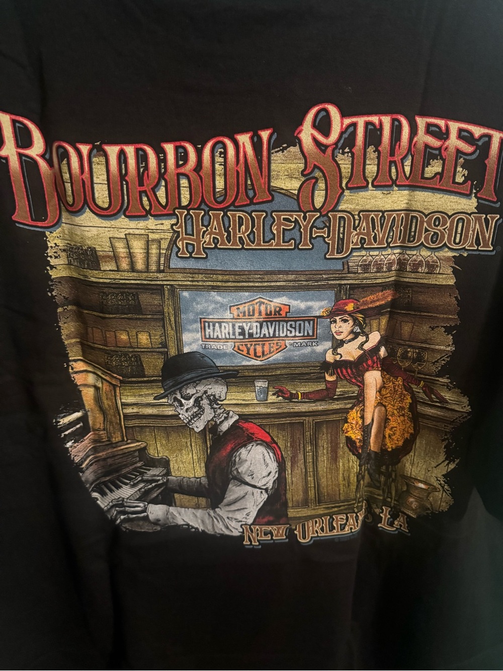 Authentic Vintage Harley-Davidson Bourbon Street Graphic Tee F. Pocket XXL NEW